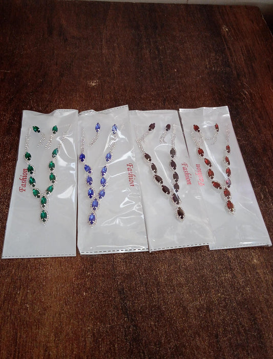 Necklace And Earrings Set Wedding Jewelry Set (1 Set Mix Color)