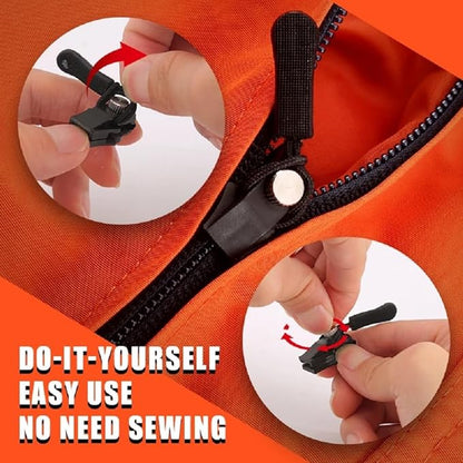 Portable Universal Detachable Zipper Slider for Bags, Coats, Clothes, Shoes & Boots with 3 Different Size (Small, Medium, Large) (Black)
