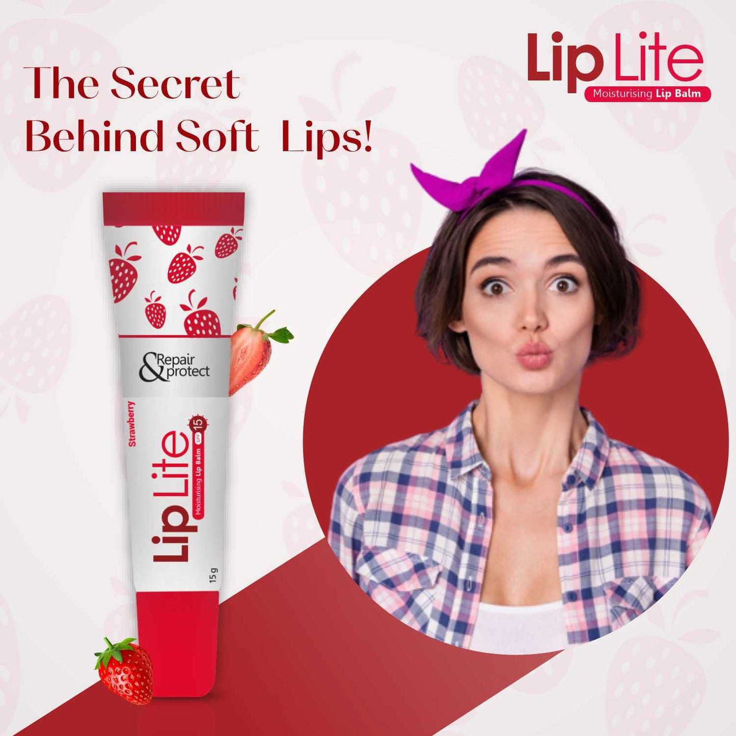 Lip Lite Strawberry Moisturising Lip Balm 15g (Pack of 5)