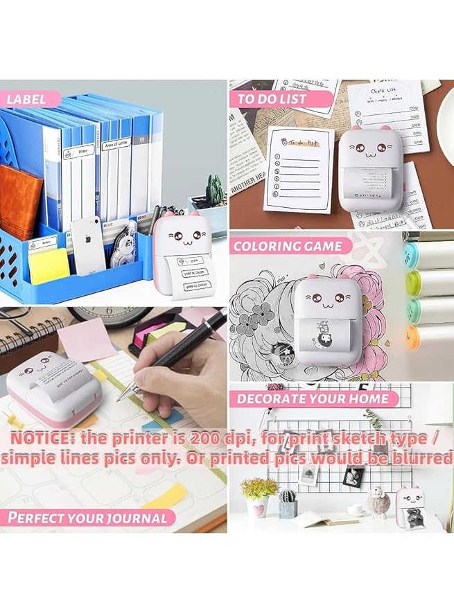 Wireless Mini Pocket Printer for Labels, Stickers, Photos, Bookmarks, Cards, White