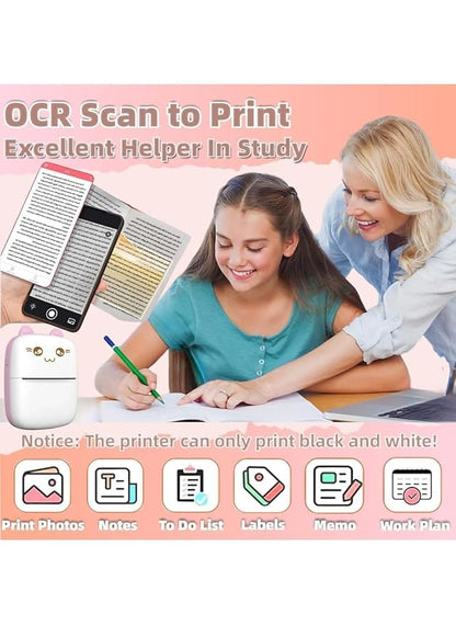 Wireless Mini Pocket Printer for Labels, Stickers, Photos, Bookmarks, Cards, White